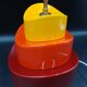 Kotska lamp model Gibus tricolor 1980 Memphis style Sun tangerine pepper