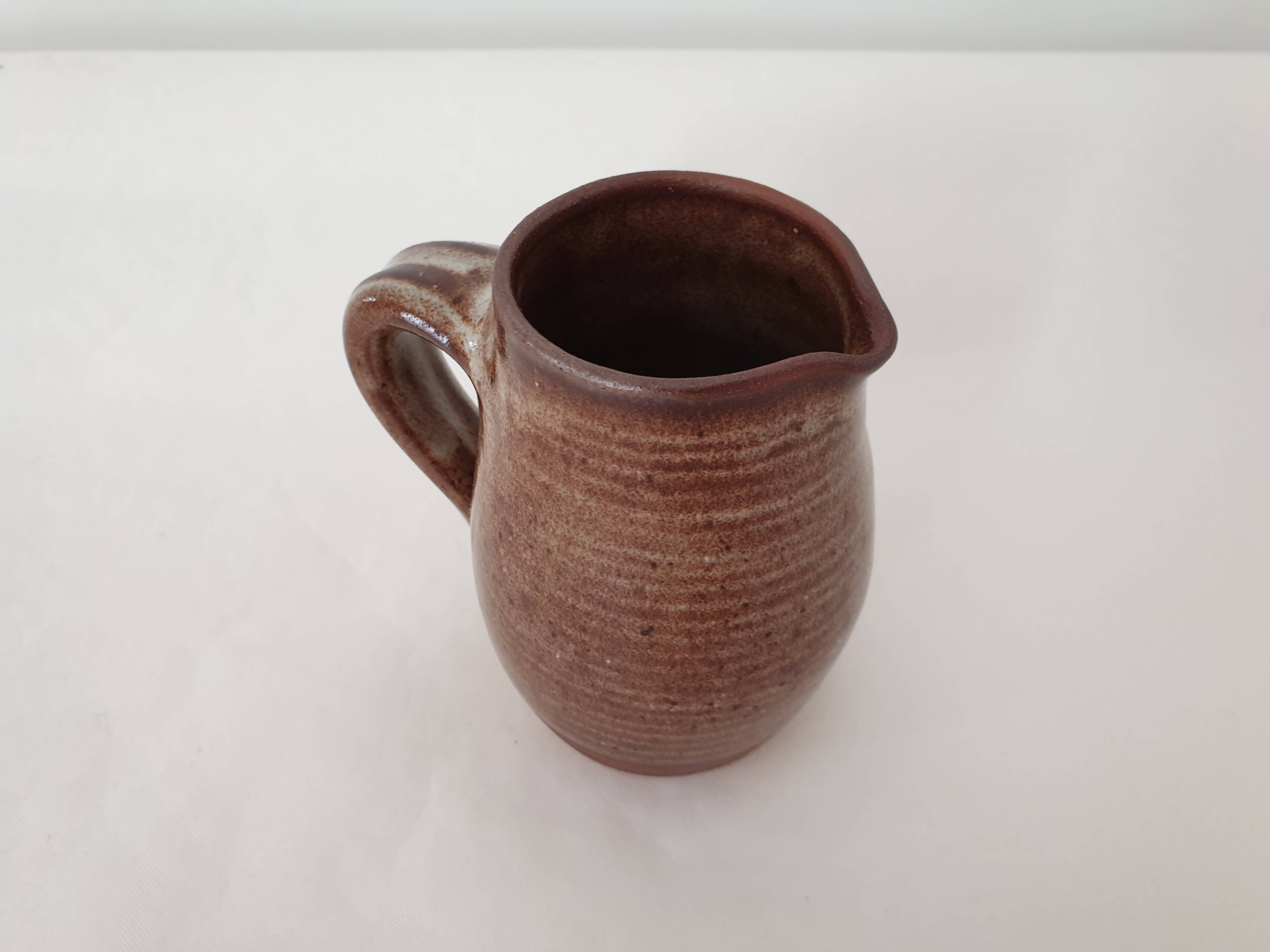 Small ceramic pitcher / milk jug Signed Roger Jacques (Puisaye stoneware)