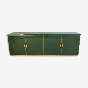 Italian emerald green and brass cabinet, 1970