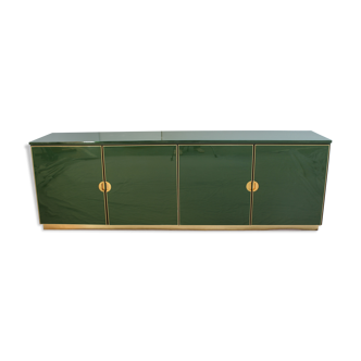 Italian emerald green and brass cabinet, 1970