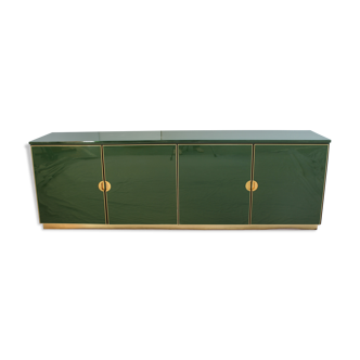 Armoire italienne vert émeraude et laiton, 1970