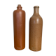 Set of two bottles in glazed stoneware M.K.M vintage brown ochre