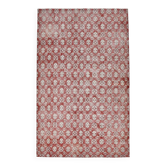 Tapis persan vintage rouge brique et beige 7x11, décor floral bohème, 207x333 cm