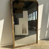 Large gilded mirror 19th century rounded corners mercury glass Louis XVI style