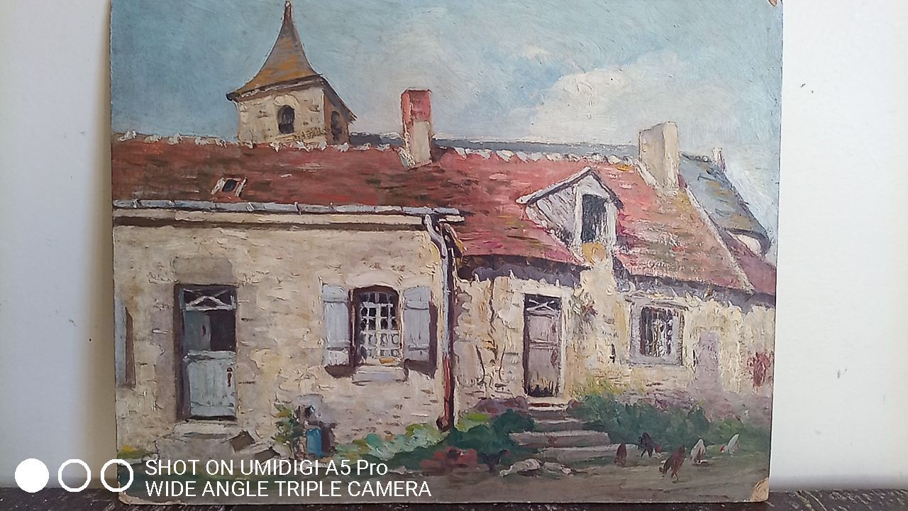 Edouard Leverd (1881-1950) oil on cardboard - 35 x 27 cm - farm in Villemardy