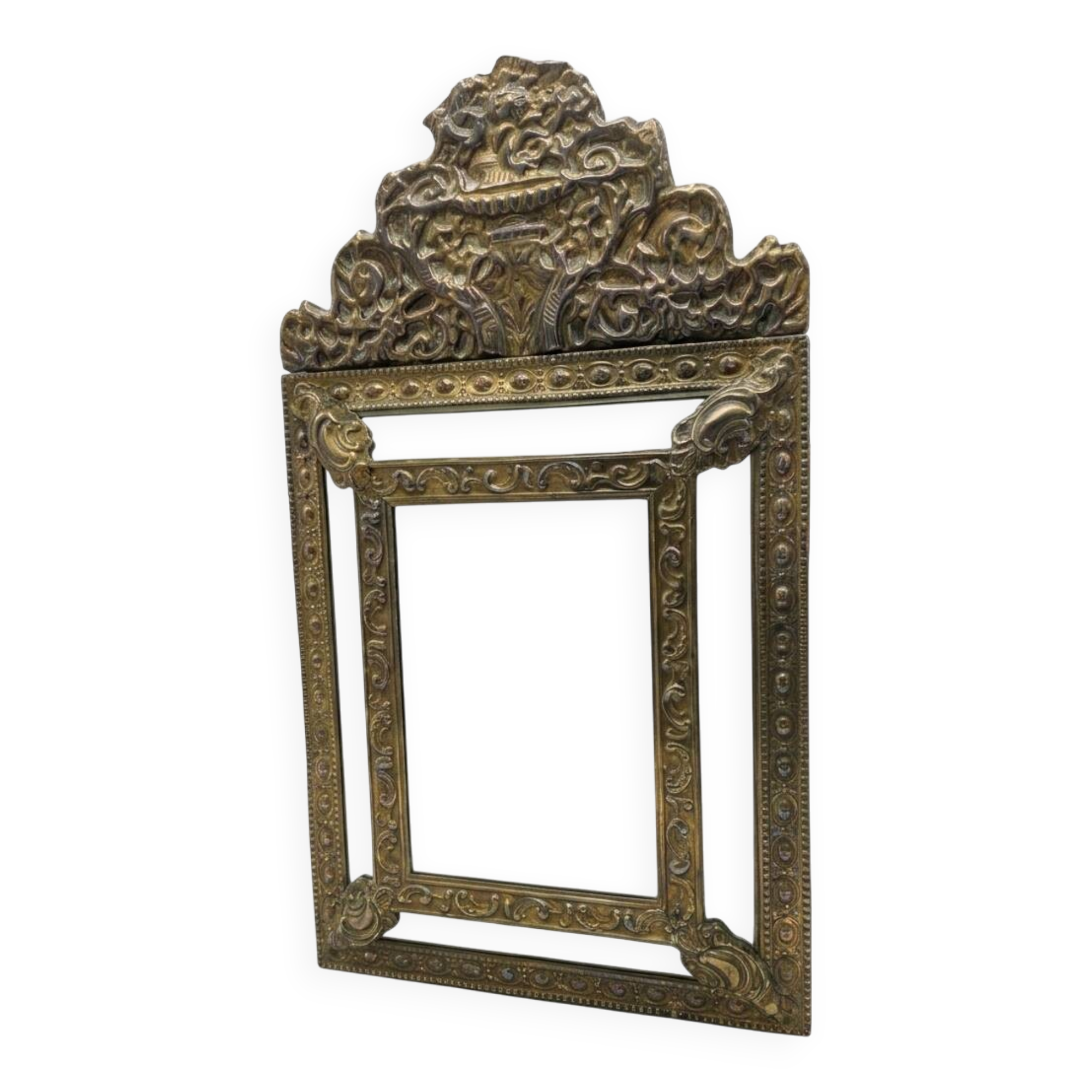 Miroir en laiton à parcloses du XIXe