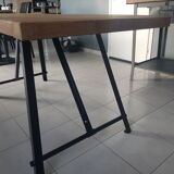 Industrial style table solid oak and steel
