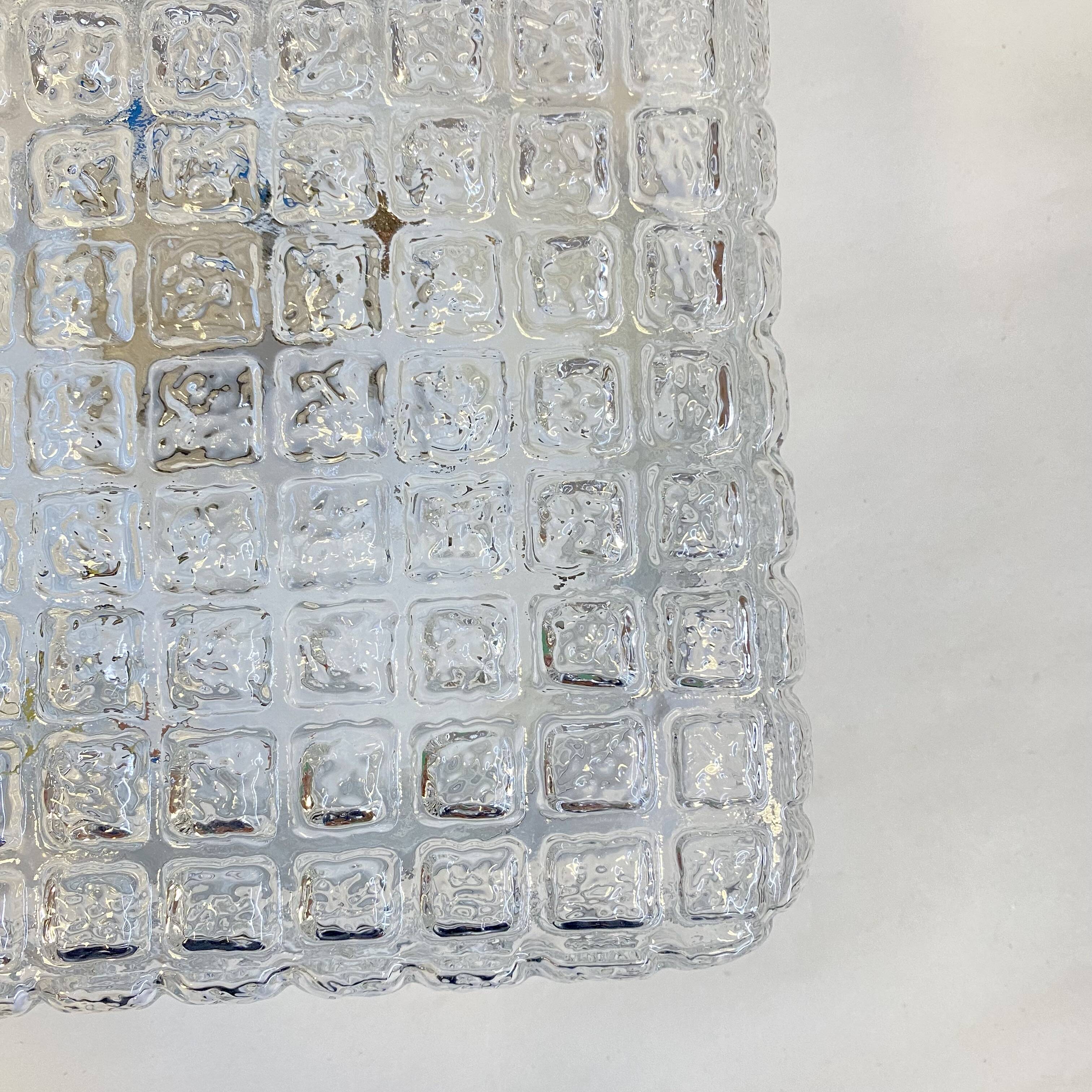 Square glass wall light ceiling lamp 1970 1980 seventies eighties