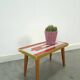 Table d'appoint design Hellerau à damier avec verre et bord doré No. 15