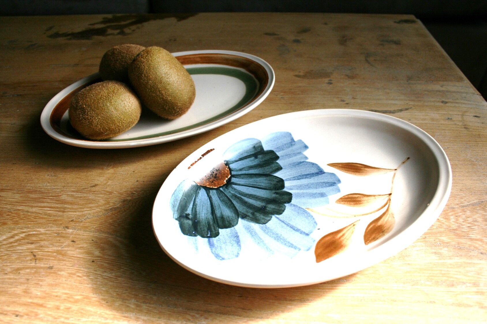 Set of 2 oval serving dishes faience Gien