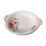 Cake dish stamped Sarreguemines France, JOEL model. Poppy floral patterns