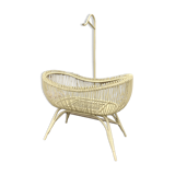 Superb vintage rattan cradle