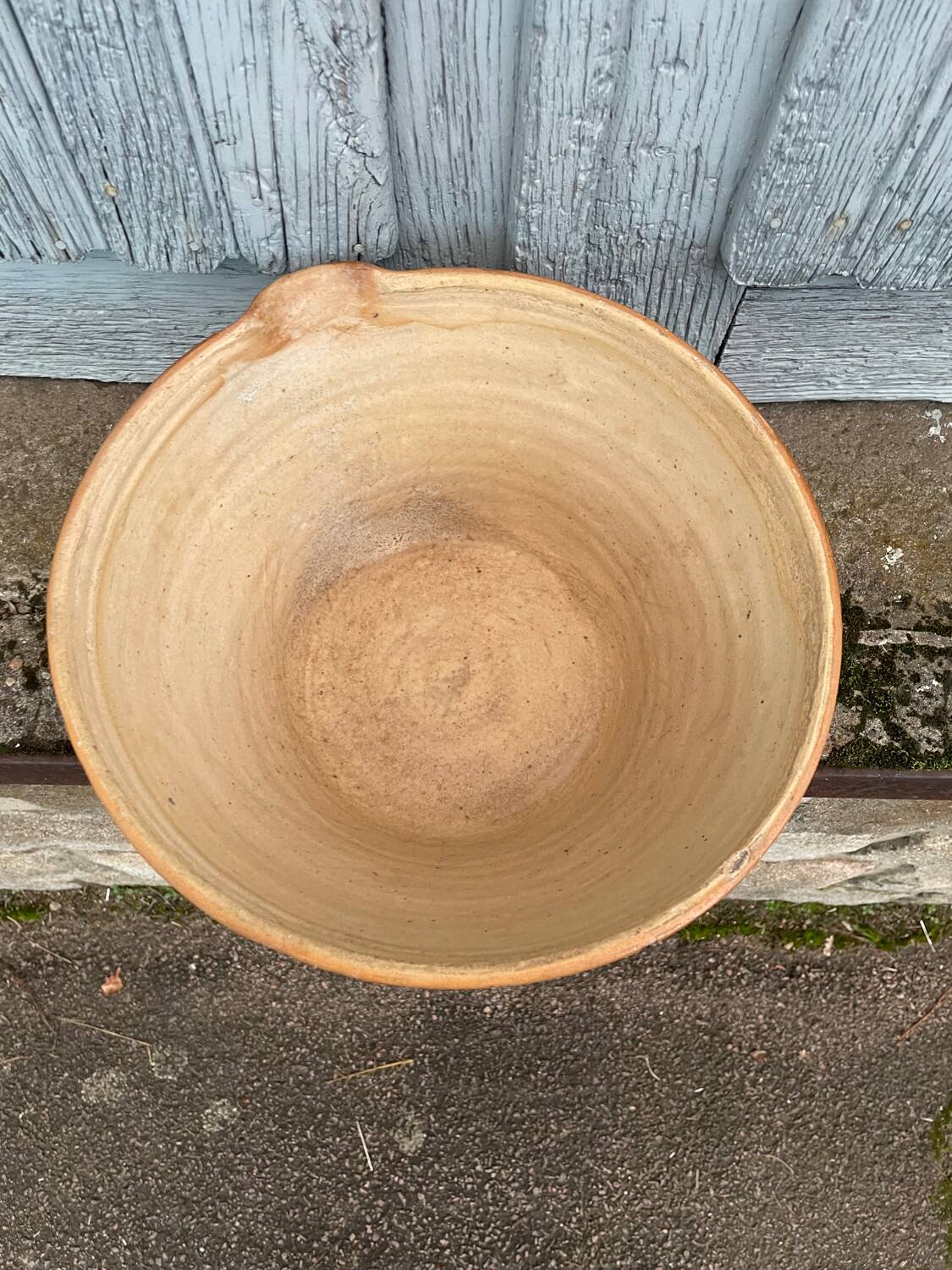 Large flat terracotta salad bowl