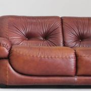 Vintage Sapporo Italian leather sofa Mobil Girgi 1970s
