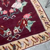 Romanian old carpet bessarabian handmade 207cm x 304cm 1960s