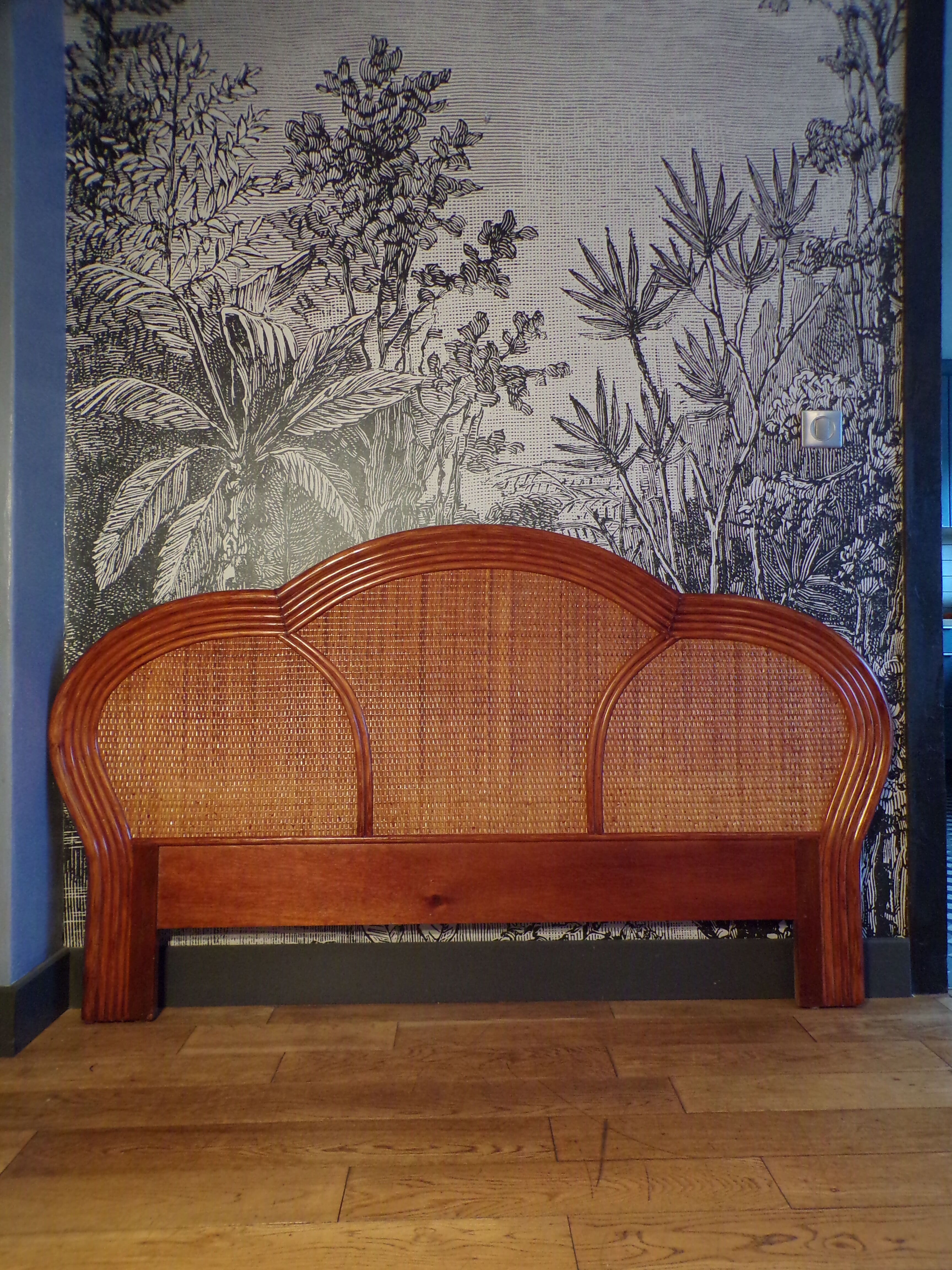 Vintage rattan clover headboard