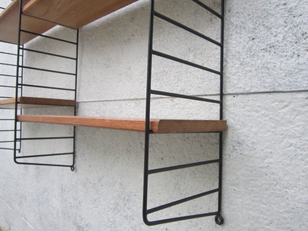 Large shelf String of the ' 60s, solid oak shelves