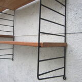 Large shelf String of the ' 60s, solid oak shelves