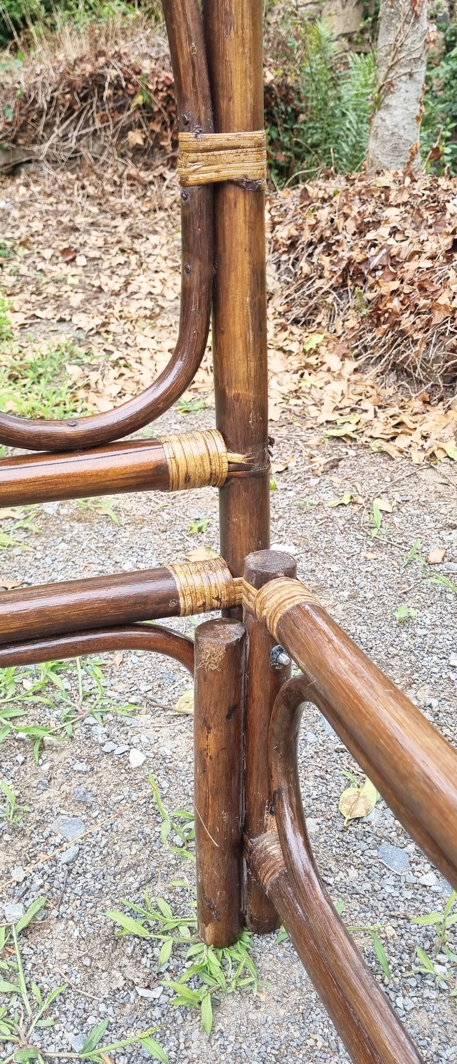 Double bed bamboo and rattan, vintage, 60s