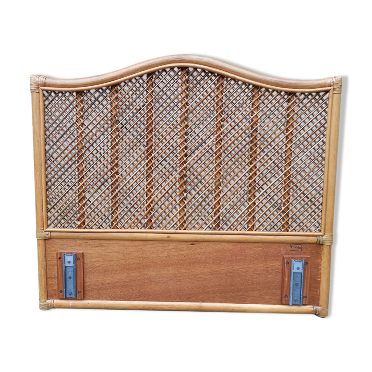 Headboard wood and rattan, braces, vintage, 60s