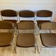 6 chrome sled armchairs Soudexvinyl brown vintage Skaï 70s