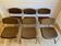 6 chrome sled armchairs Soudexvinyl brown vintage Skaï 70s