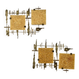 Pair of brutalist wall sconces in brass and fractal resin from the 1970s.