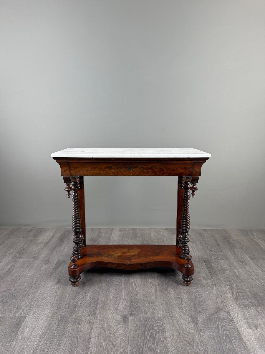 Console Napoléon III en acajou et marbre blanc, XIXe Siècle