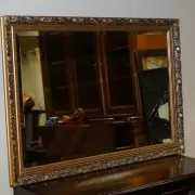 Vintage Bevelled Mirror in Silver and Gold, 1940s