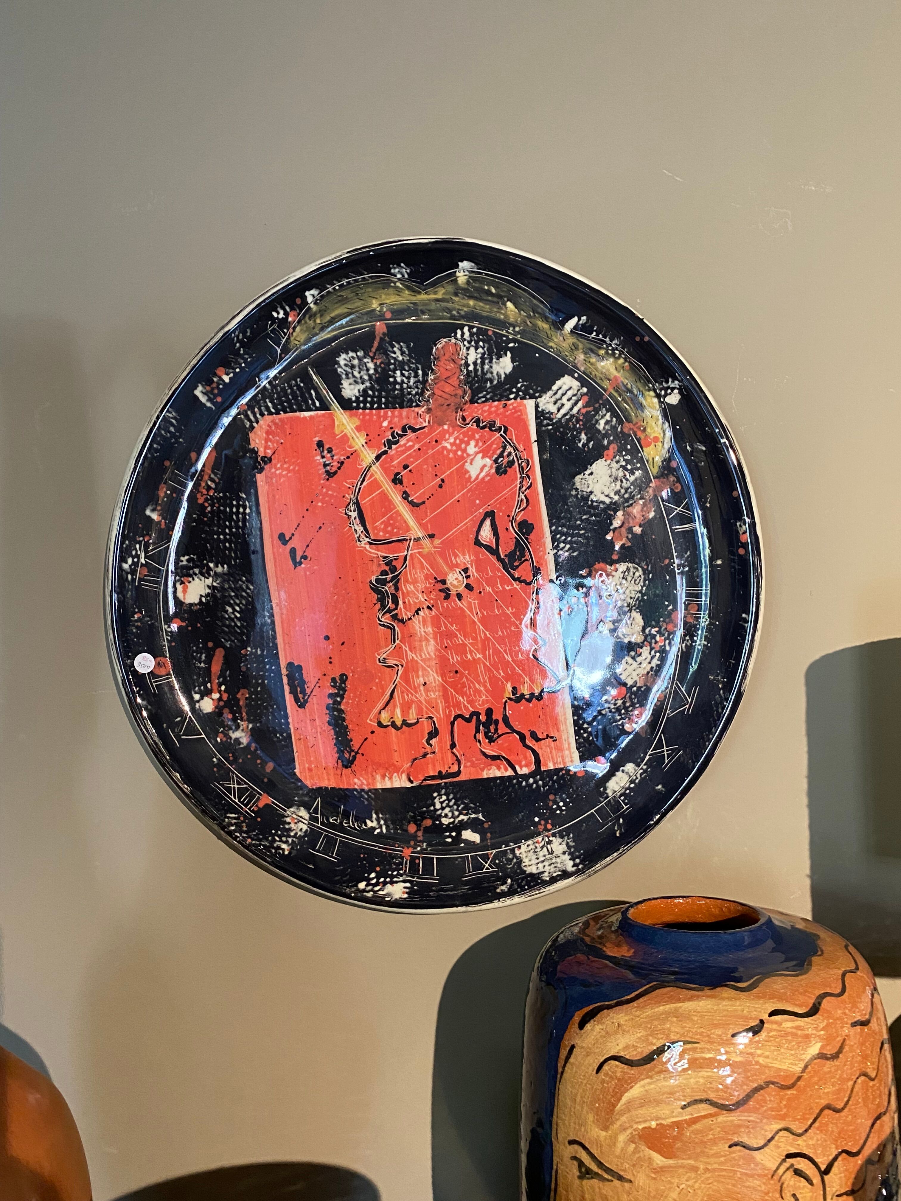 Assiette murale en céramique René Lembo 1990s