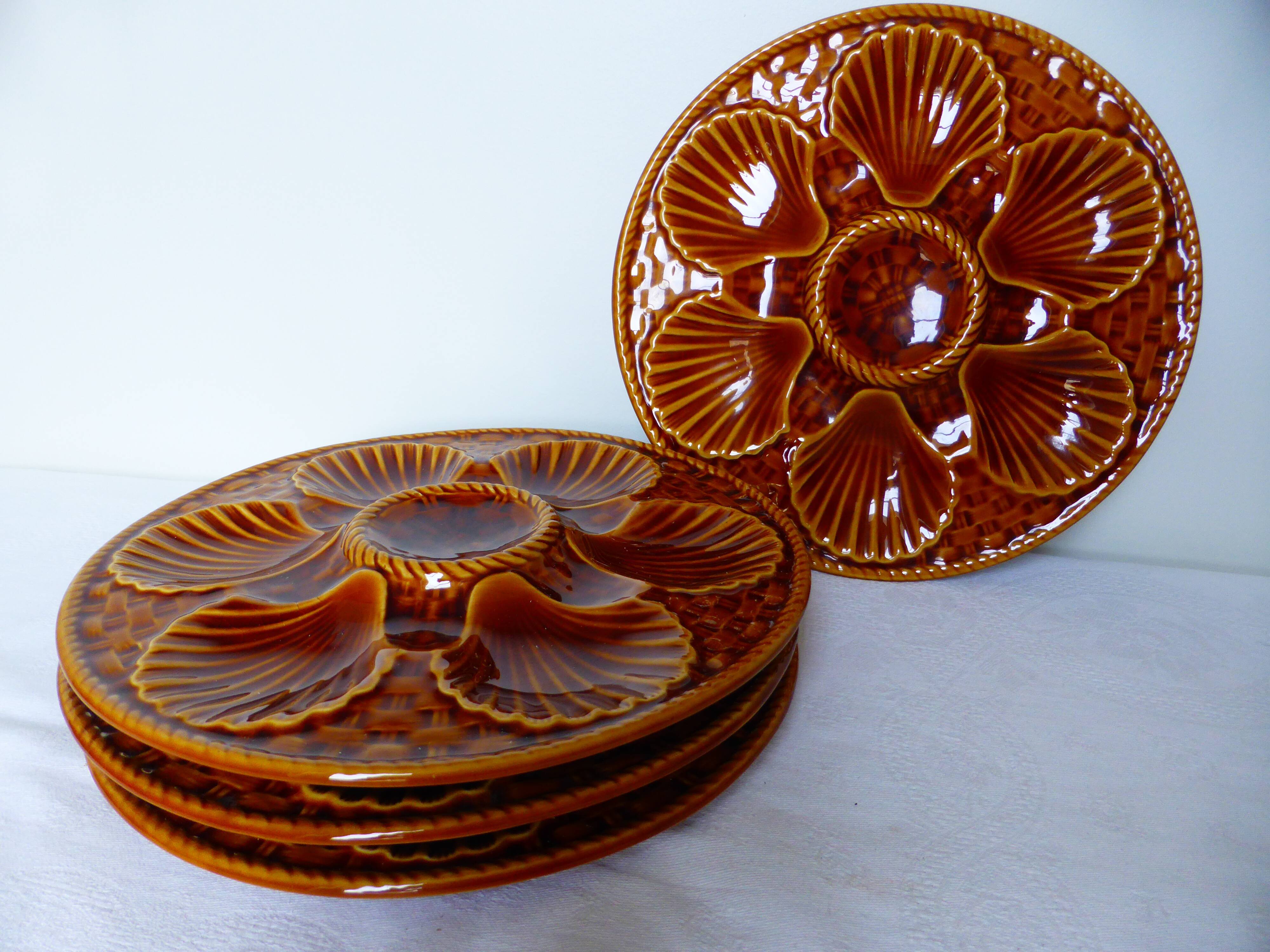 4 vintage oyster plates from Longchamp porcelain 210790