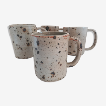 Set of four terracotta mugs