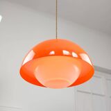 Italian Space Age Pendant in Chrome and Orange Plexiglass, 1970s