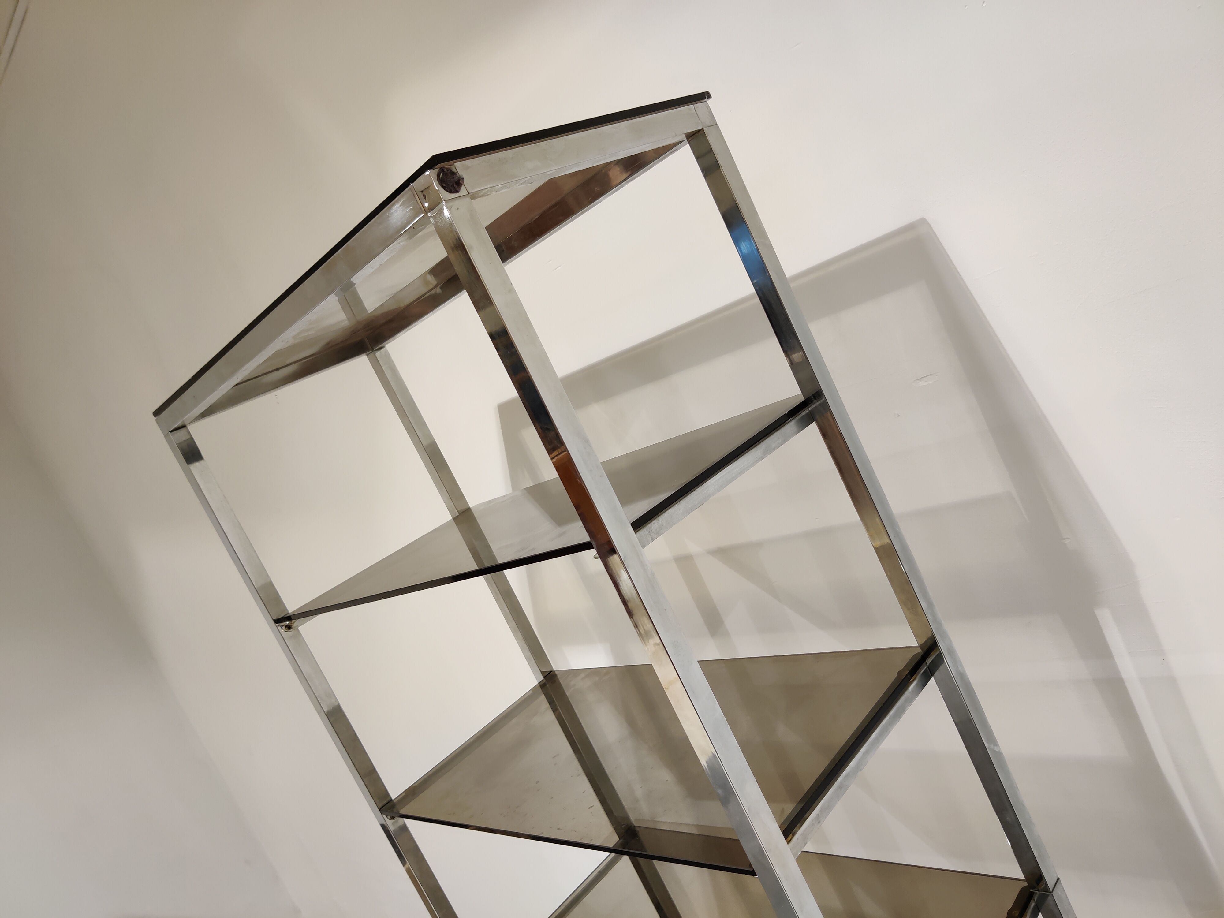 Vintage chrome bookcase, 1970