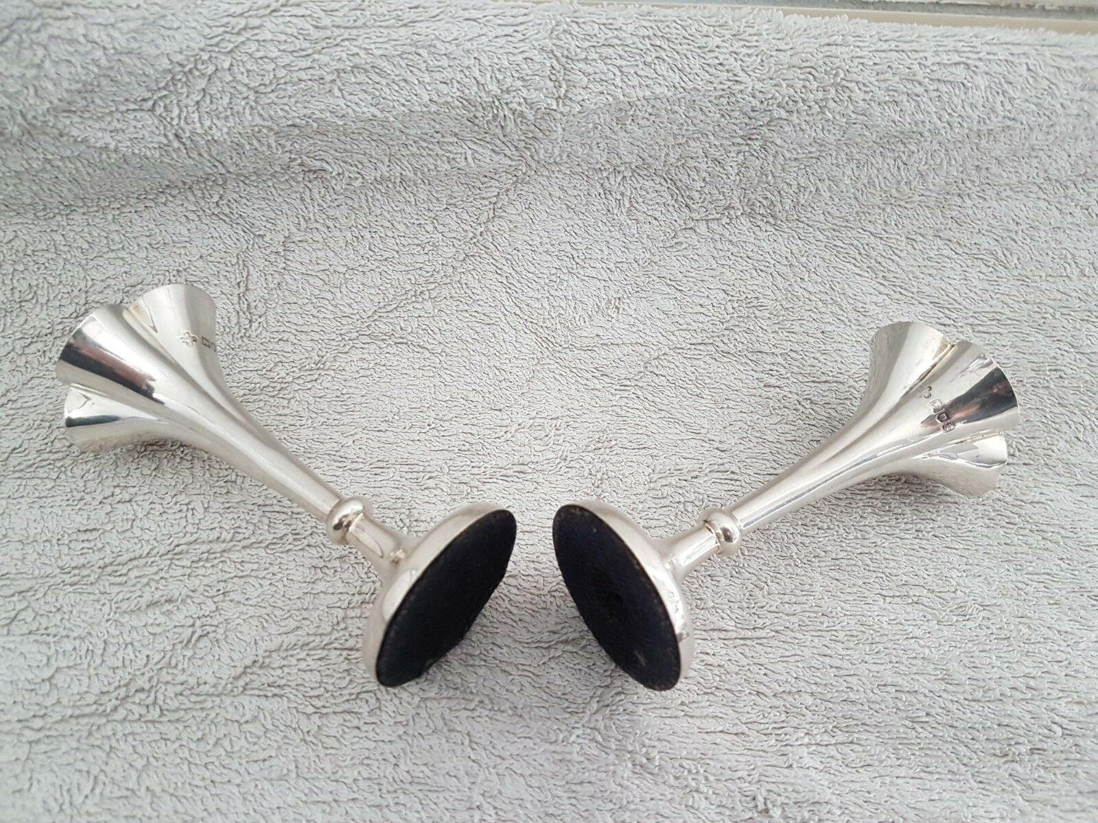 Pair of tulip vases flared collar late 19th century silver goldsmith punches