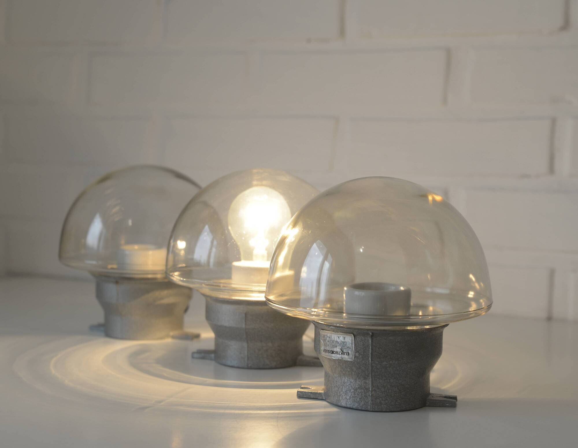 Set Of 3 / Vintage Wall Mushroom  Lamp / Ceiling Light / Industrial Sconces