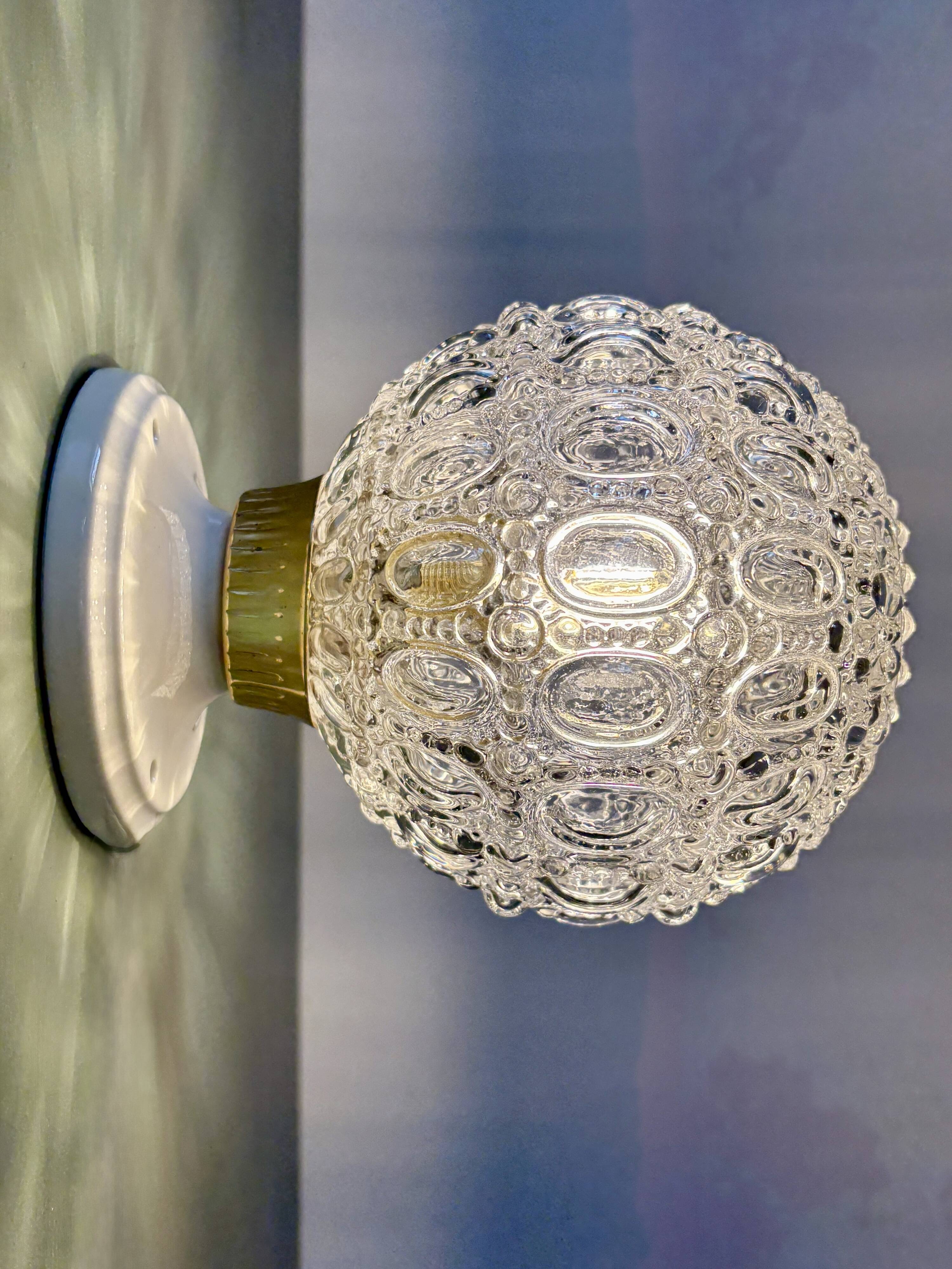 Vintage moulded glass wall or ceiling light globe