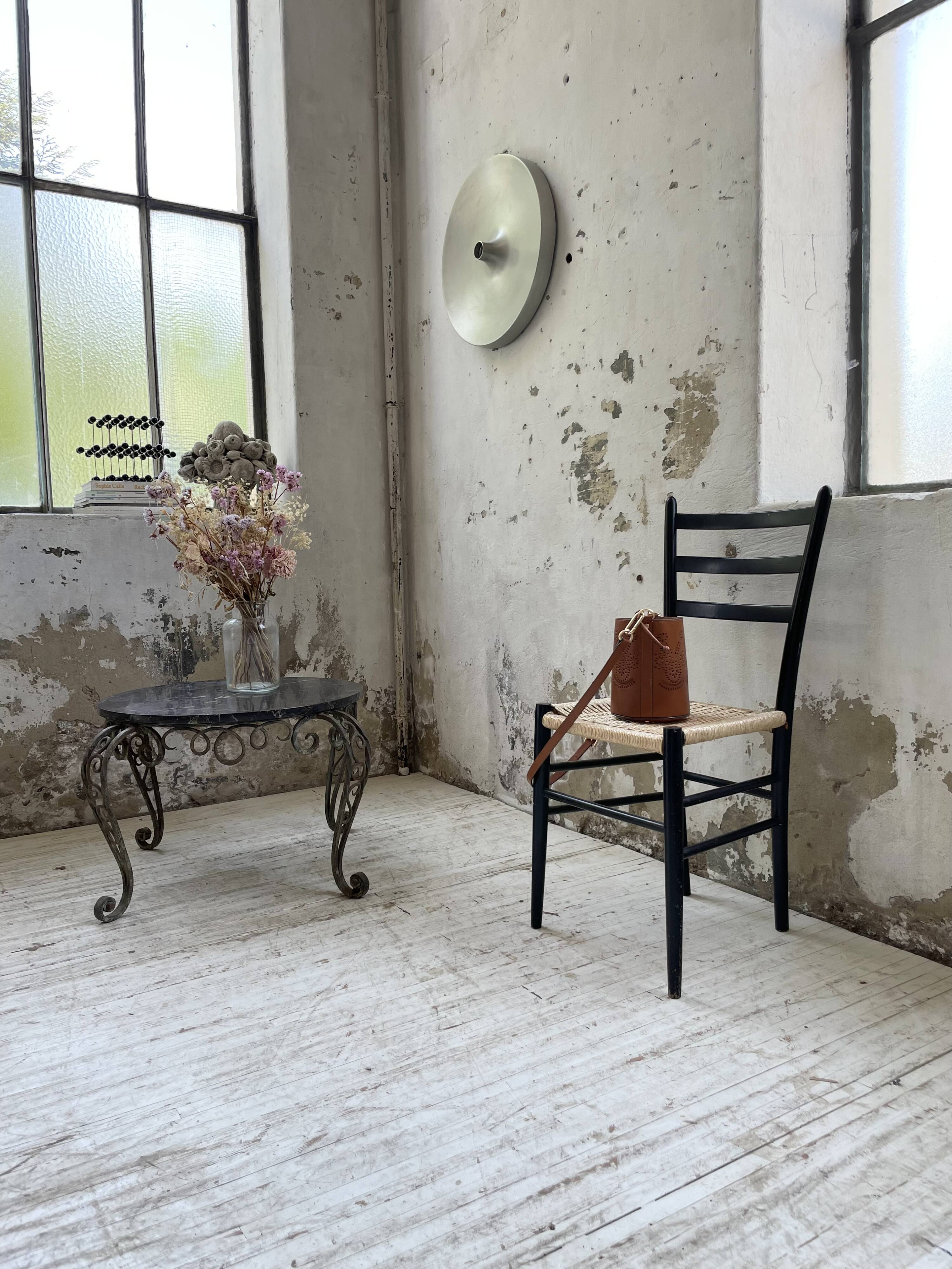 René Drouet coffee table in metal and black marble.