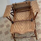 Chaise longue transat en rotin et cannage 1900