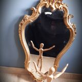 Old golden mirror with leaf   43x70cm
