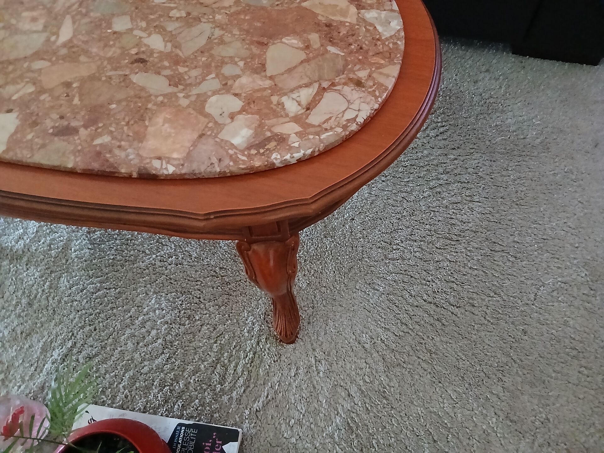 Marble top coffee table