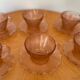 Coffee service of 6 cups in vintage pink glass