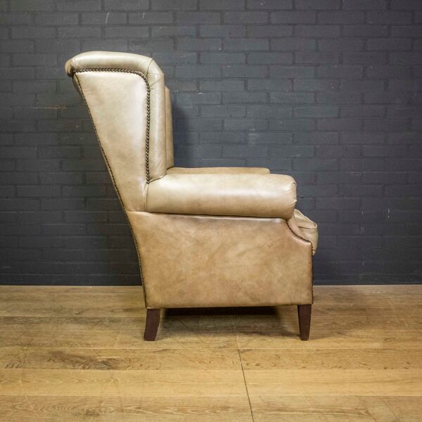 Chaise d’aile vintage peau de mouton hollandaise (cuir de mouton)