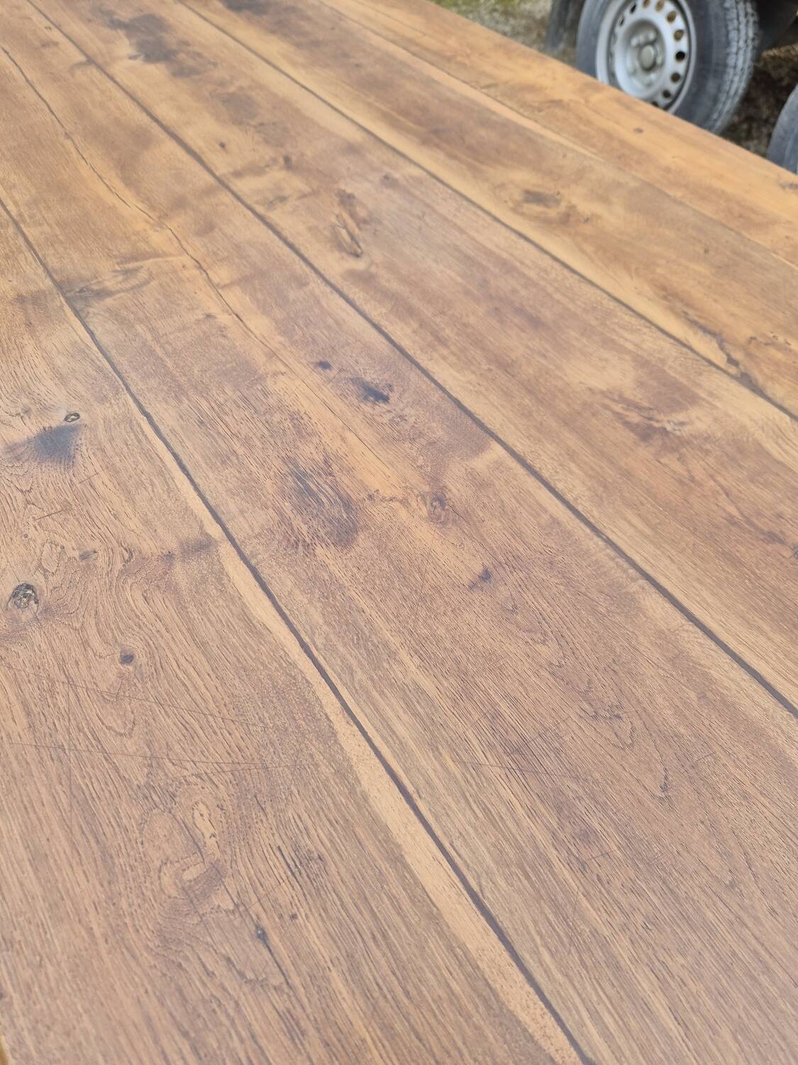 Antique rustic farmhouse table in solid oak, 19th century