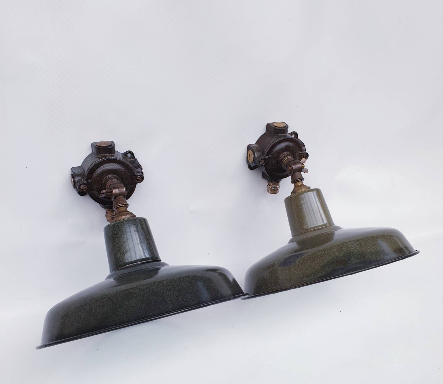 Antique enamelled wall lights