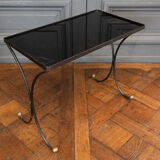 Side table end of sofa 1960 smoked glass gilded base