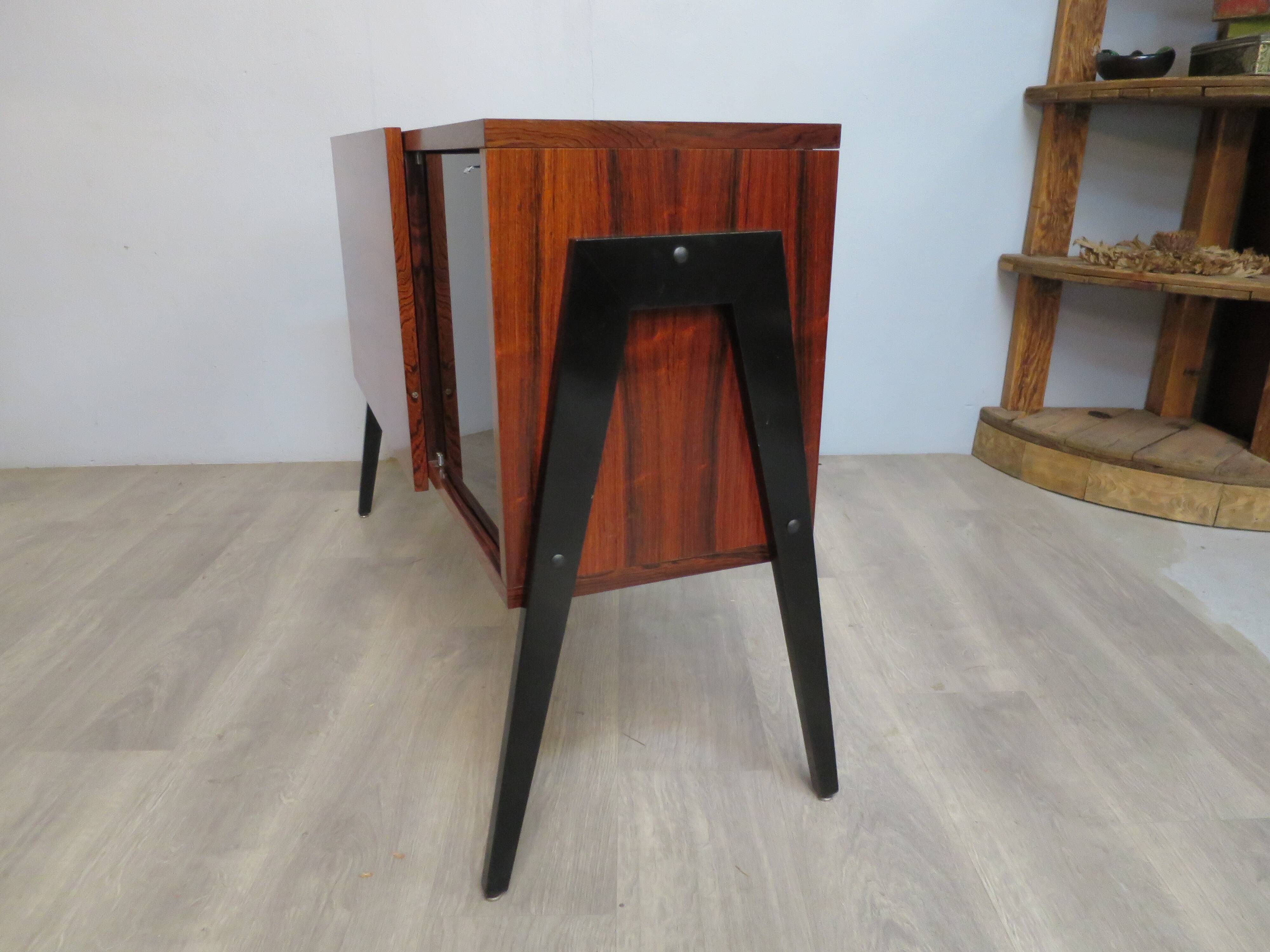 Small rosewood bar lounge sideboard with compass legs