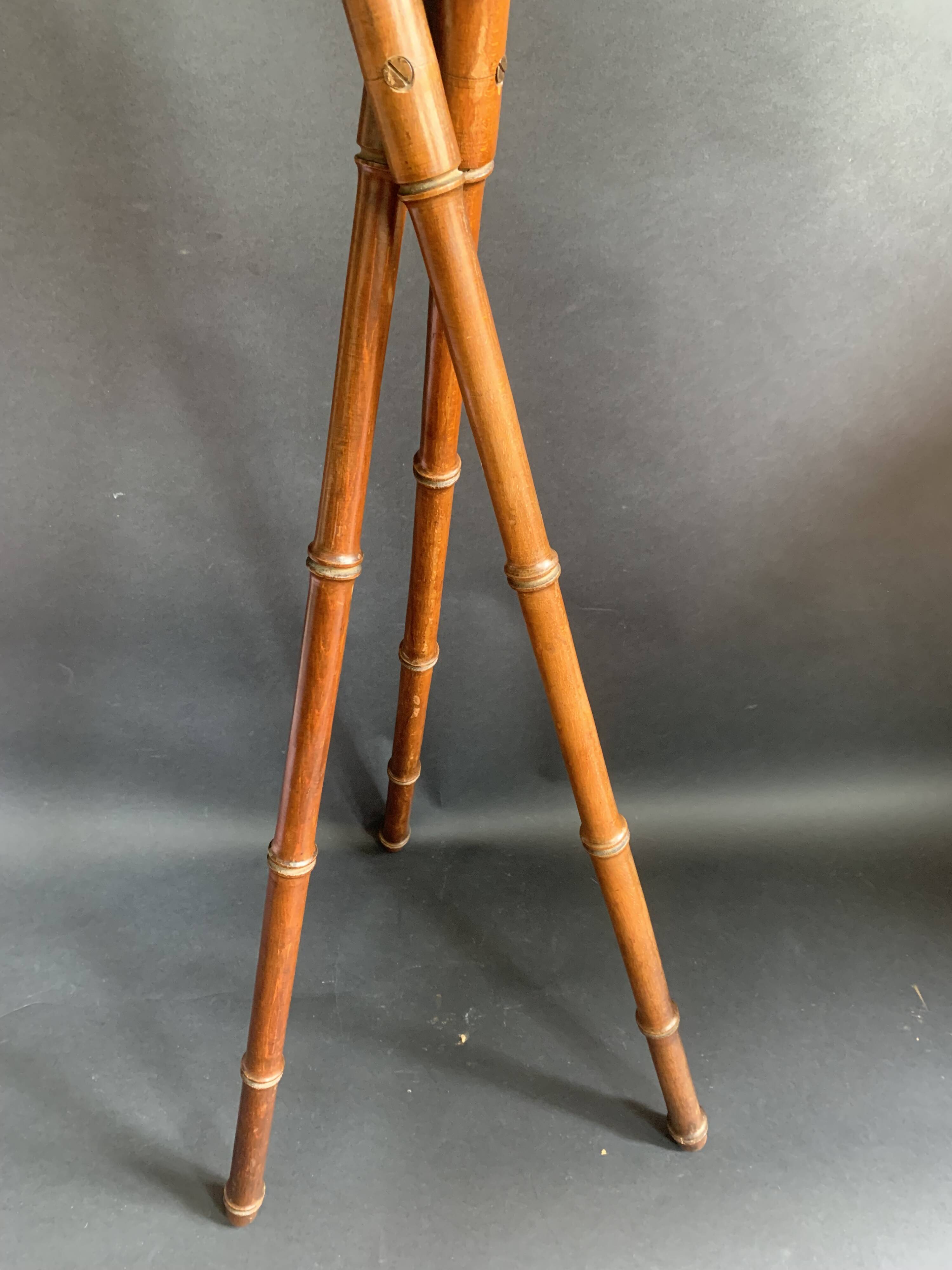 Napoleon III tripod plant stand in bamboo-style wood