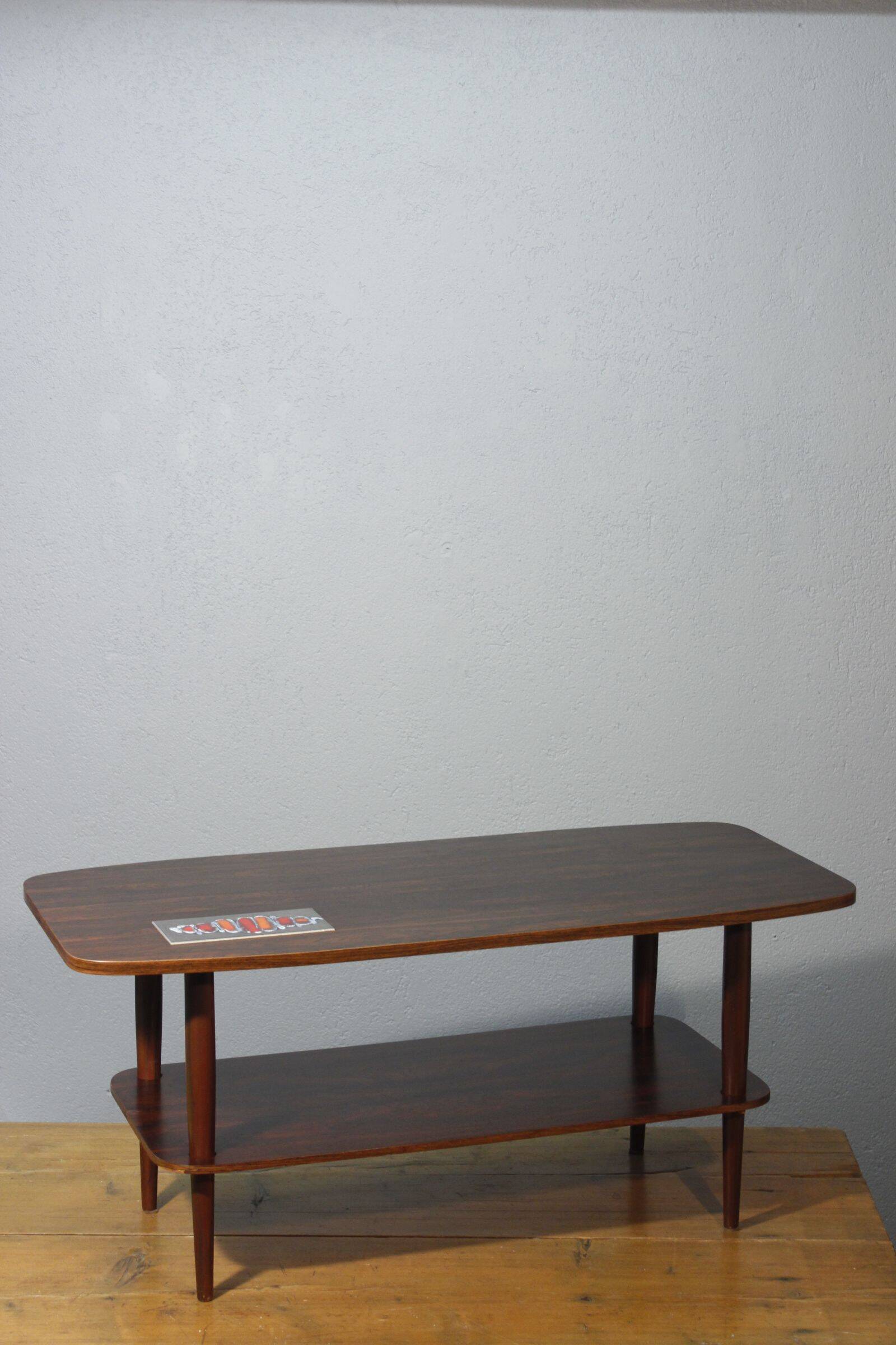 Scandinavian style coffee table from the 50s, rosewood & ceramic