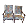 Paire de fauteuils Louis XIV tissu Pierre Frey
